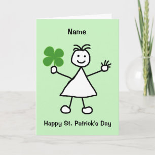 Cartão Cute Girl with Shamrock St Patrick's Day Card