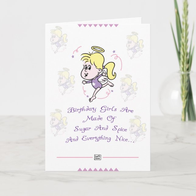Cartão Cute Girls Birthday Card (Frente)