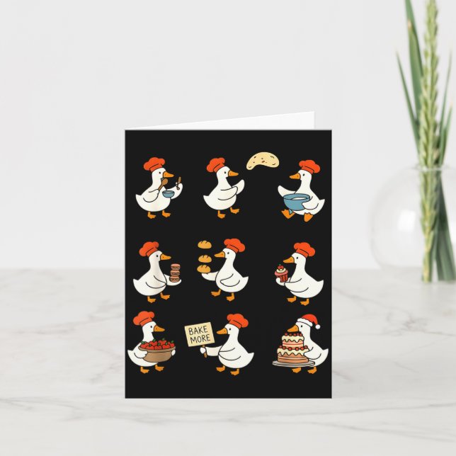 Cartão Cute Goose Baking Funny Baker Goose Chef Pastry Ba (Frente)
