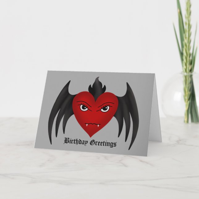 Cartão Cute gothic winged vampire heart all occasion (Frente)