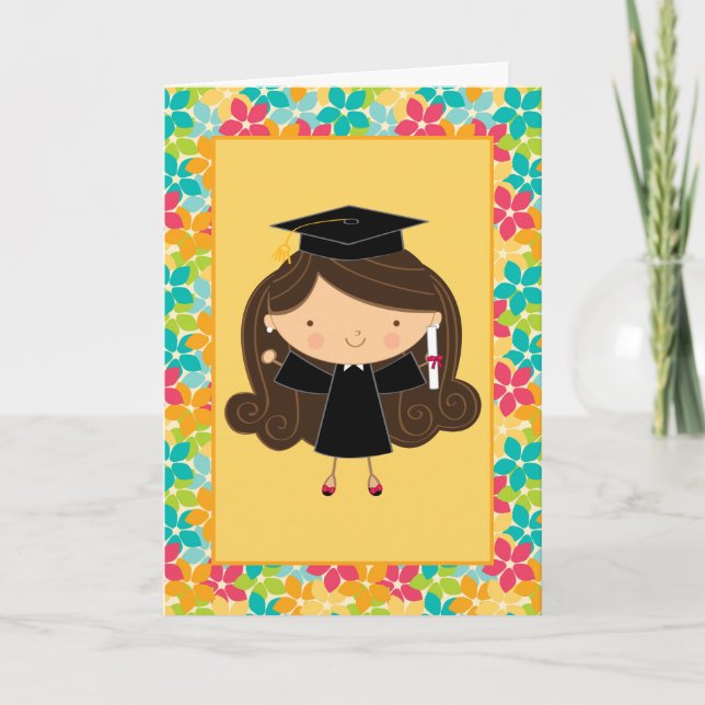 Cartão Cute Graduation Gift Greeting Card For Girls (Frente)