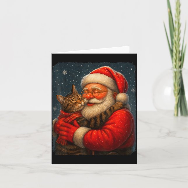 Cartão Cute Graphic Santa Hug Cat Christmas Xmas Women Me (Frente)