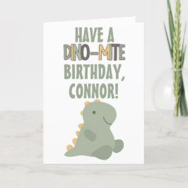 Cartão Cute Green Dinosaur Young Child's Birthday