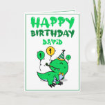 Cartão Cute Green T-Rex Dino Grandson 1st Birthday<br><div class="desc">Cute Green T-Rex Dino Grandson 1st Birthday, this design is for anyone looking for something nice for a little boy on his 1st birthday. If you're looking for 1st birthday invitations, especially for your grandson, this one is perfectly what you need. The design features a cute dinosaur wearing a bow...</div>