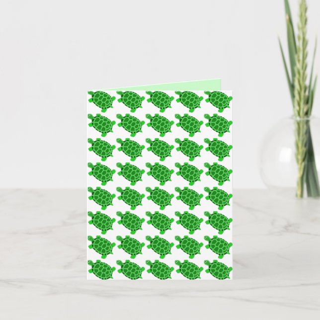 Cartão Cute Green Turtle Art Blank Greeting Card Gift (Frente)
