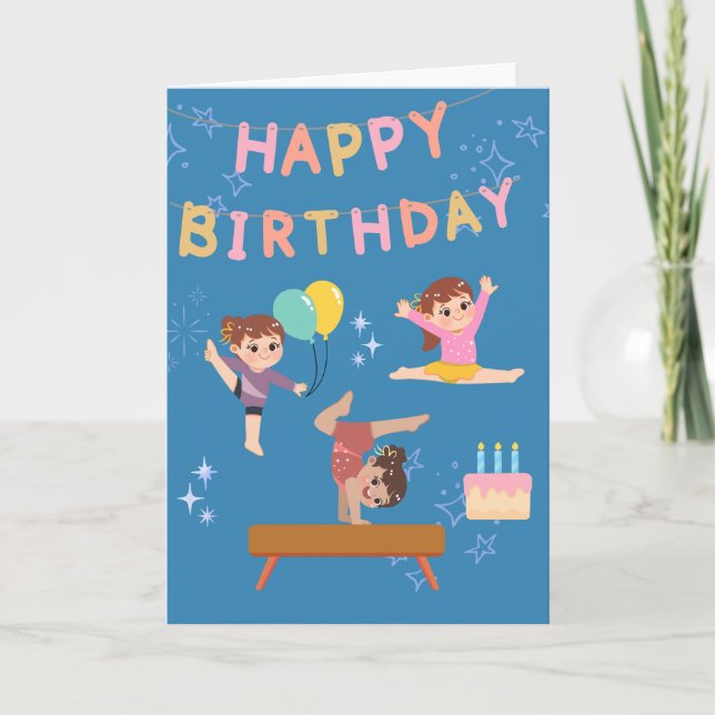 Cartão Cute Gymnastics Birthday Card For Girls (Frente)