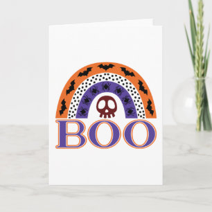 Cartão Cute Halloween Arco-íris Assustador Boo Caveira Mo