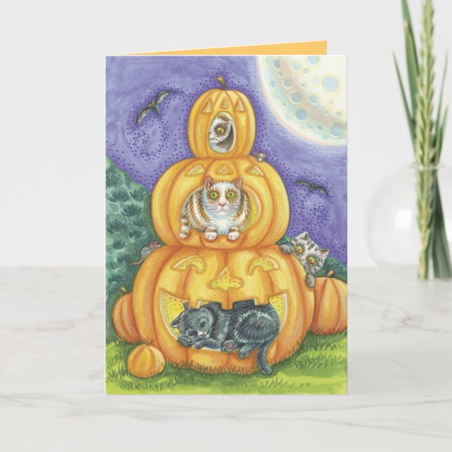 Cartão Cute Halloween Cat Cards (Frente)