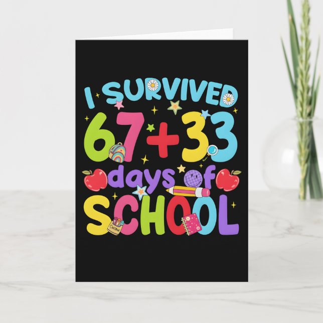 Cartão Cute happy 100 days of school first day of school (Frente)