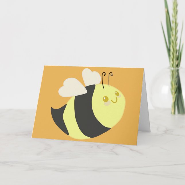 Cartão Cute Happy Bee Greeting Card (Frente)