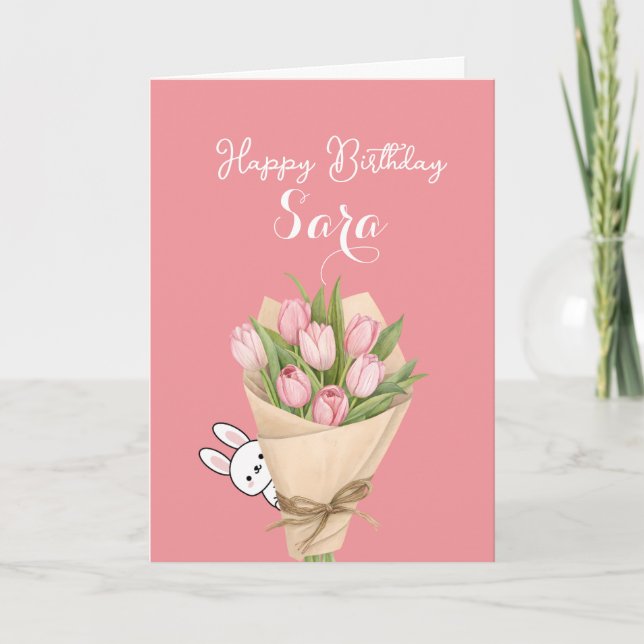 Cartão Cute Happy Birthday Card with Sweet Message (Frente)