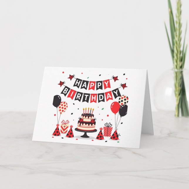 Cartão Cute Happy Birthday ladybug theme (Frente)