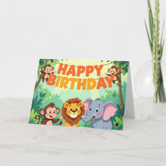 Cartão Cute Happy Birthday safari theme