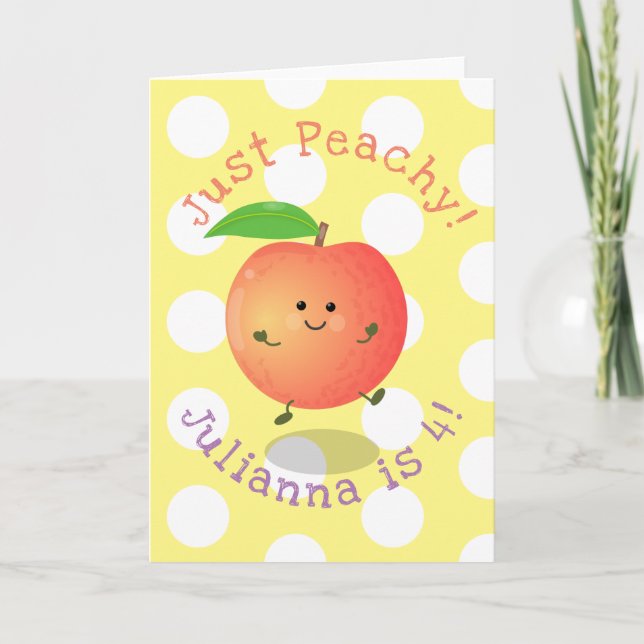 Cartão Cute happy peach yellow cartoon illustration (Frente)