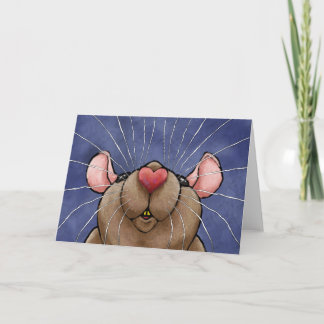 Cartão Cute Heart Rat Greeting Card