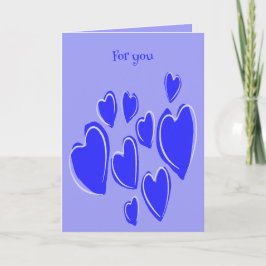 Cartão Cute Hearts Hand Drawn Blue Romantic Doodle