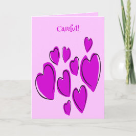 Cartão Cute Hearts Hand Drawn Bold Pink Romantic Doodle
