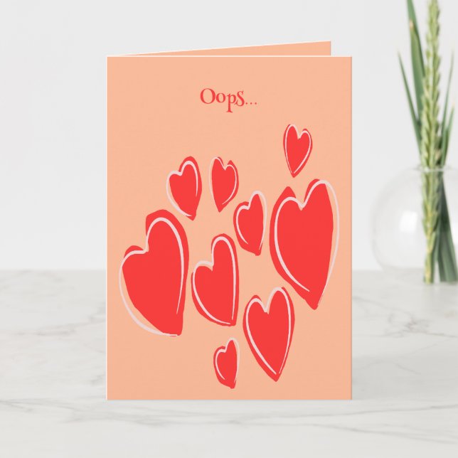 Cartão Cute Hearts Hand Drawn Deep Red Romantic Doodle (Frente)