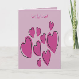 Cartão Cute Hearts Hand Drawn Pink Romantic Doodle