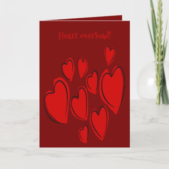 Cartão Cute Hearts Hand Drawn Red Romantic Doodle (Frente)