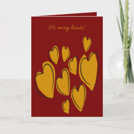 Cartão Cute Hearts Hand Drawn Yellow Romantic Doodle