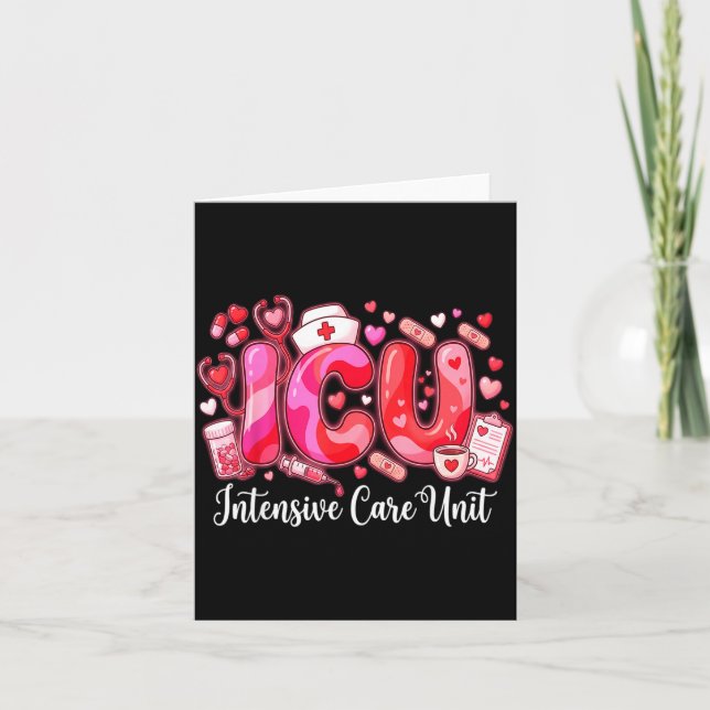 Cartão Cute Hearts Icu Valentine Nurse Valentines Day Shi (Frente)