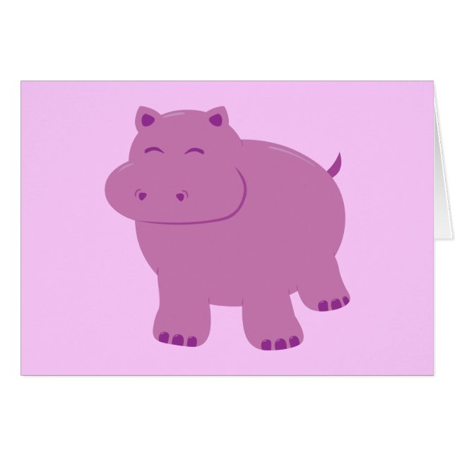 Cartão Cute Hippo (Frente Horizontal)