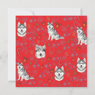 Cartão Cute Husky Dog Christmas Winter Seamless Pattern 