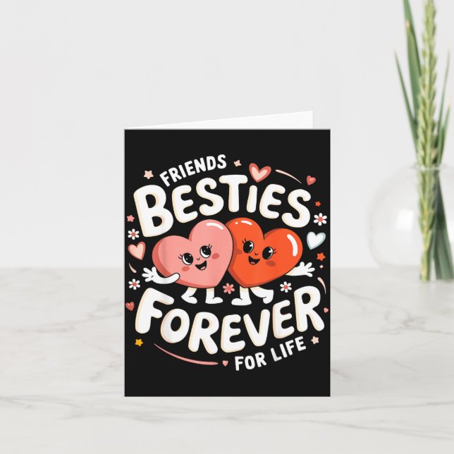 Cartão Cute Ies Forever Hearts Friendship Girls Valentine (Frente)