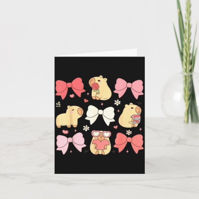Cartão Cute Kawaii Animals And Nk Coquette Bows Aesthetic (Frente)