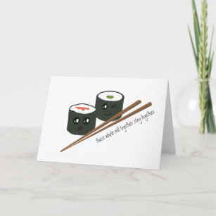 Cartão Cute Kawaii Sushi Characters Chopstick Anniversary
