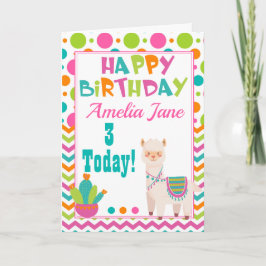 Cartão Cute Kids Llama Birthday