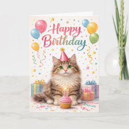 Cartão Cute Kitten Purr-fect Birthday