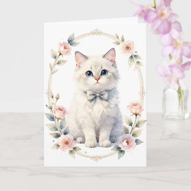 Cartão cute kitty cat greeting card (Orquídea)