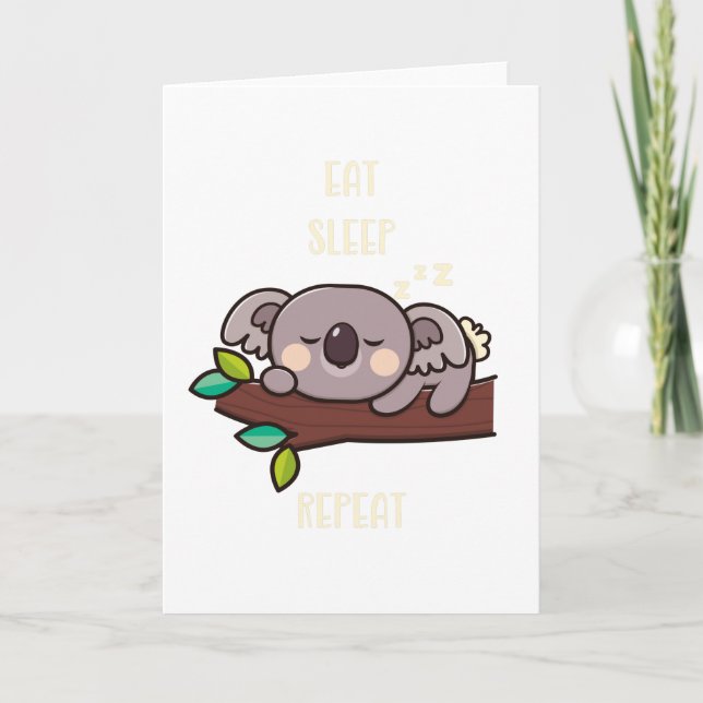 Cartão Cute Koala Come Sono Repete Animais Engraçados (Frente)