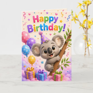 Cartão Cute Koala Happy Birthday Card for Kids | Adorable