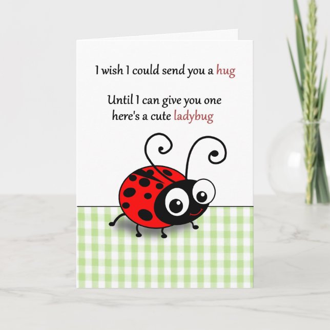 Cartão Cute Ladybug hug - miss you (Frente)