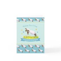 Cute lamb happy Easter blue