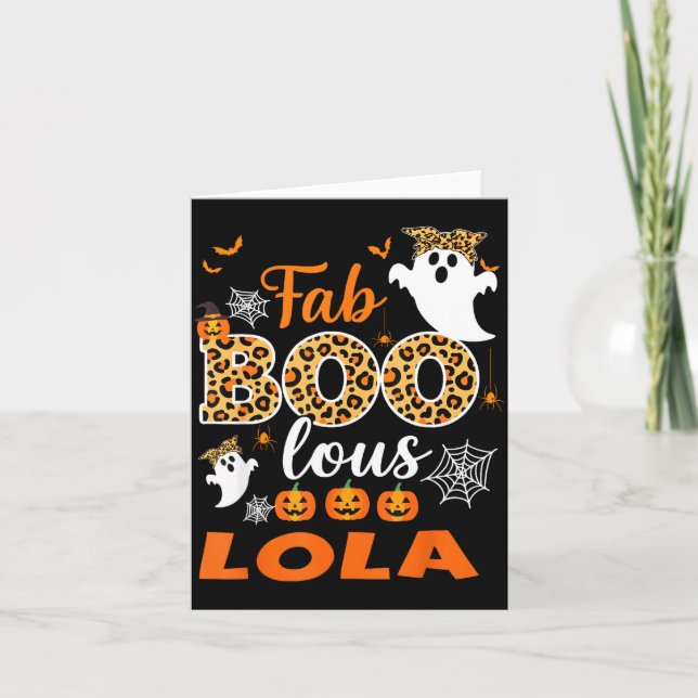 Cartão Cute Leopard Fab Boo Lous Lola Soky Halloween Cost (Frente)