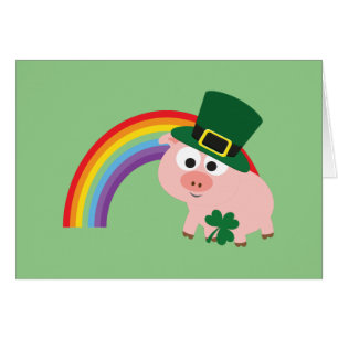 Cartão Cute Leprechaun Pig