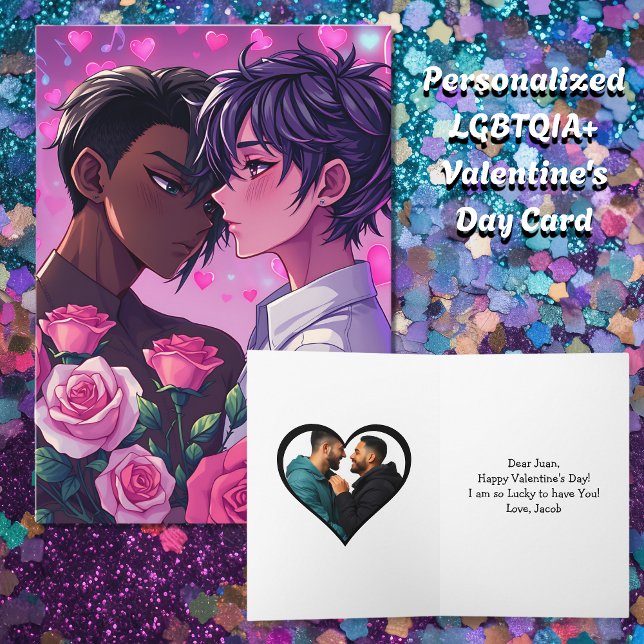 Cartão Cute LGBT+ Anime Personalizado Dia dos Namorados (Criador carregado)