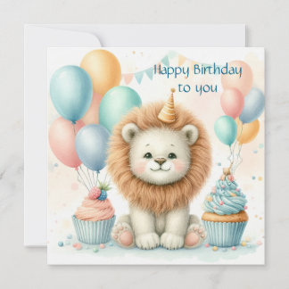Cartão Cute Lion birthday Personalize Custom