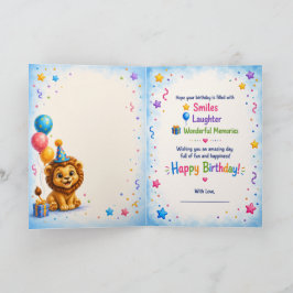 Cartão Cute Lion Happy Birthday Greeting Card
