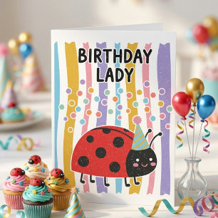 Cartão Cute Little Birthday Pun Ladybug Cumprimentos
