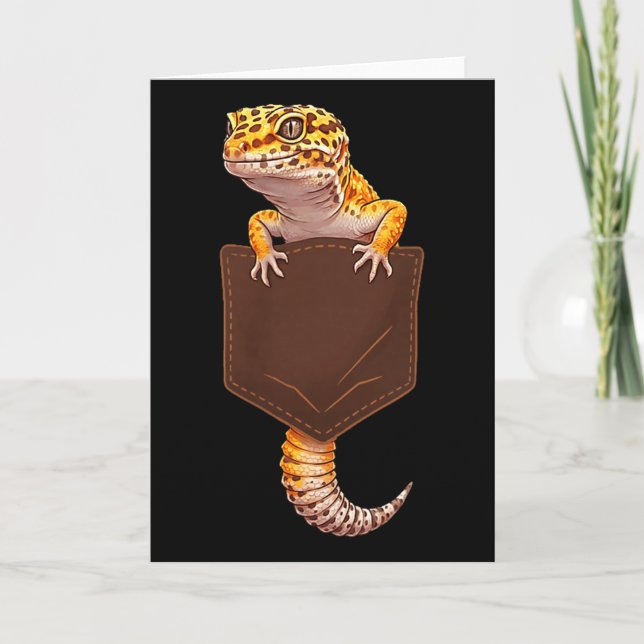 Cartão Cute Lizard Reptile Leopard Gecko Pocket Funny Men (Frente)