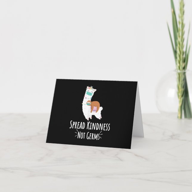 Cartão Cute Llama & Sloth With Face Mask Spread Kindness (Frente)
