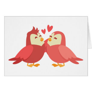 Cartão Cute Love Red Burgundy Cartoon Lovebirds Wedding