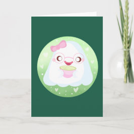 Cartão Cute Matcha Latte Fantasma