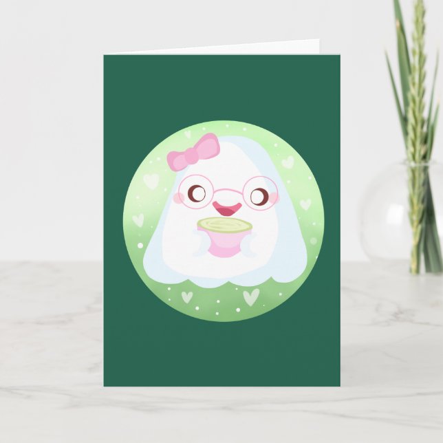 Cartão Cute Matcha Latte Fantasma (Frente)