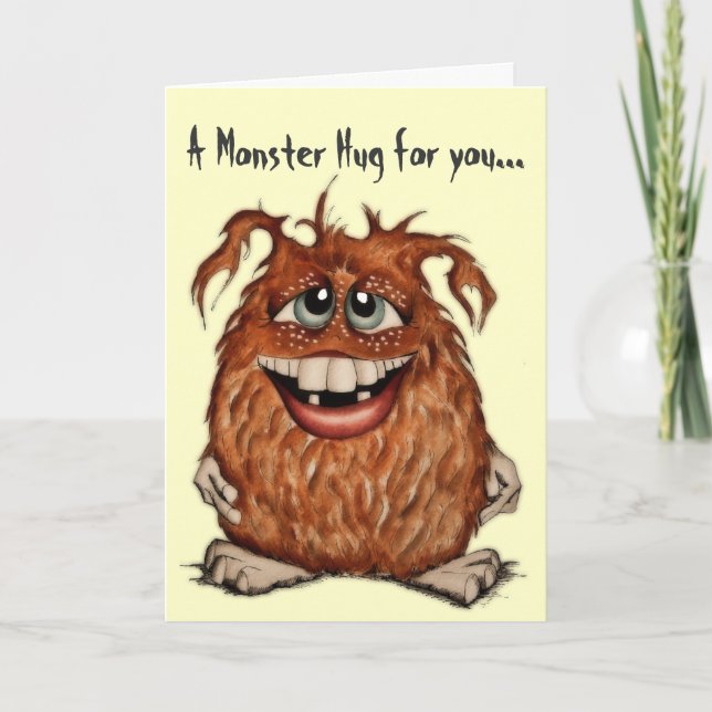 Cartão Cute Monster Hugs Greeting Card (Frente)